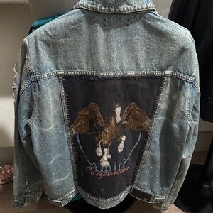 AMIRI Blue Denim Jacket with Horse Graphic